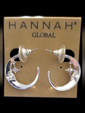 Crescent Moon & Star Hoop Earrings